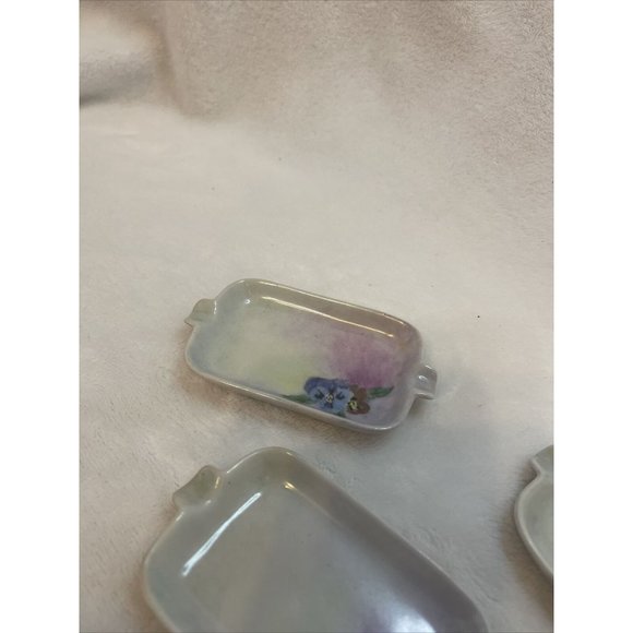 3‎ Vintage Personal Mini Ashtrays Ceramic Hand Painted Floral Maude G - Picture 4 of 6